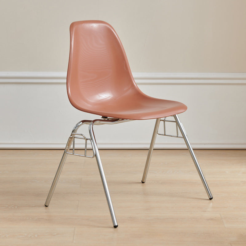 Modern Mid-Century Trapezoid Backrest Plastic Dining Chair With Iron Frame For Dining Room