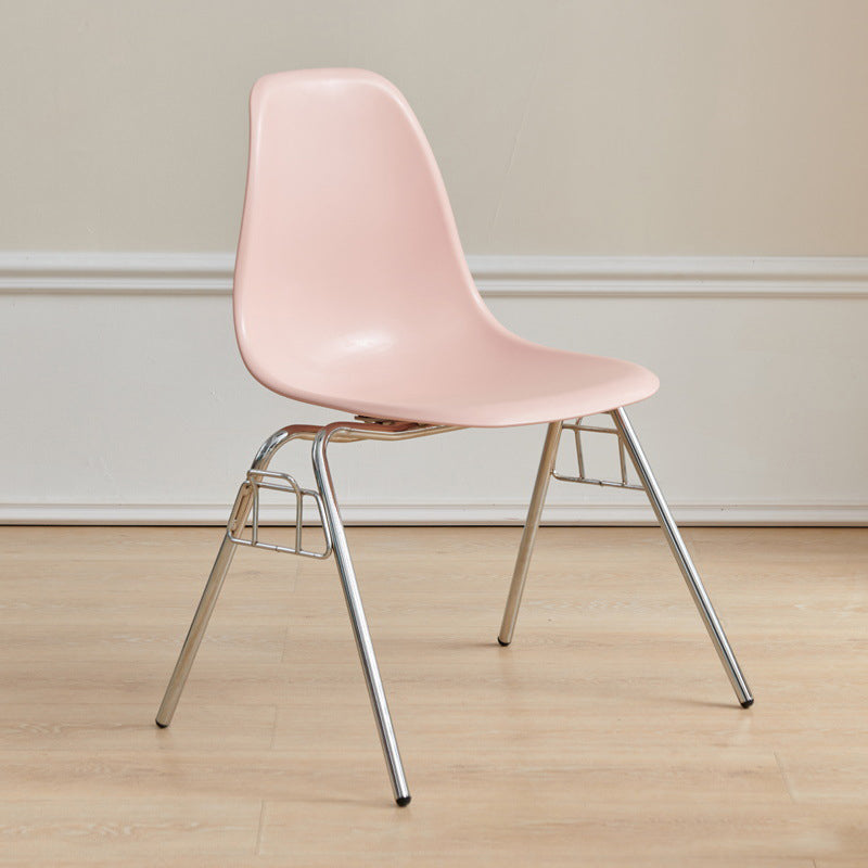 Modern Mid-Century Trapezoid Backrest Plastic Dining Chair With Iron Frame For Dining Room