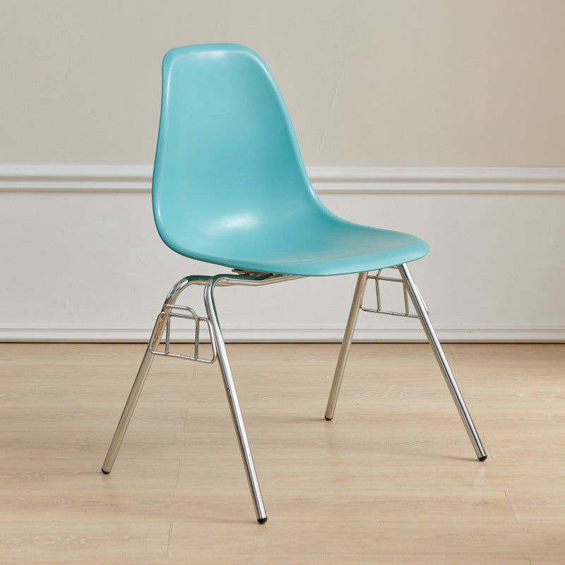Modern Mid-Century Trapezoid Backrest Plastic Dining Chair With Iron Frame For Dining Room