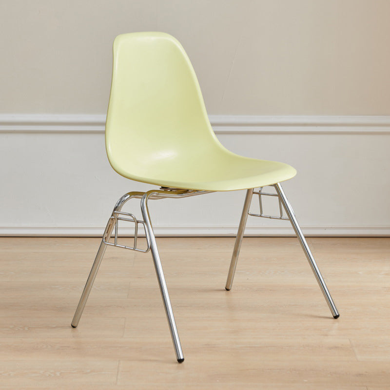 Modern Mid-Century Trapezoid Backrest Plastic Dining Chair With Iron Frame For Dining Room
