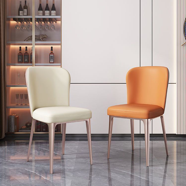 Contemporary Scandinavian Rectangular Backrest Microfiber Leather Stainless Steel Dining Chair Backrest For Dining Room