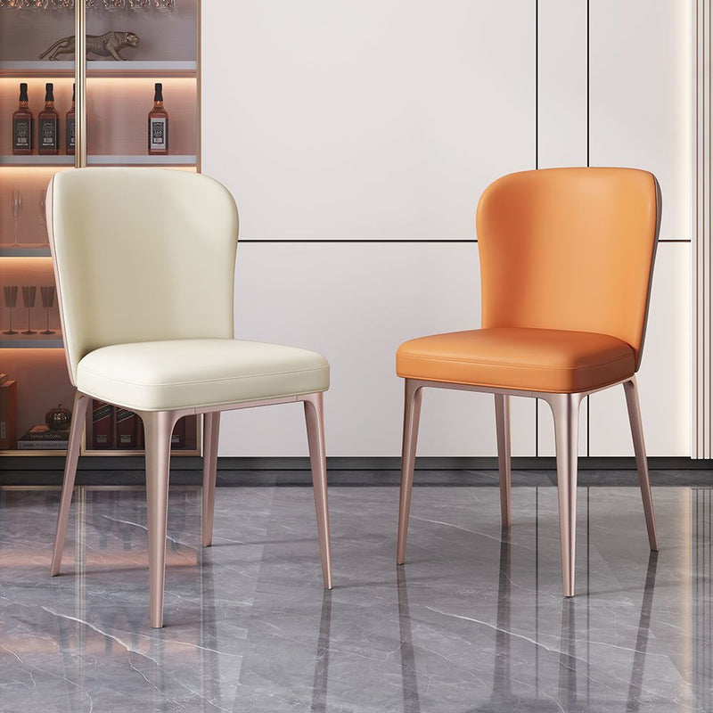 Contemporary Scandinavian Rectangular Backrest Microfiber Leather Stainless Steel Dining Chair Backrest For Dining Room