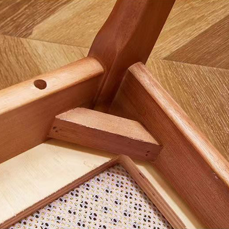 Silla de comedor rectangular minimalista moderna de caucho y ratán trenzado, sin reposabrazos, para comedor 