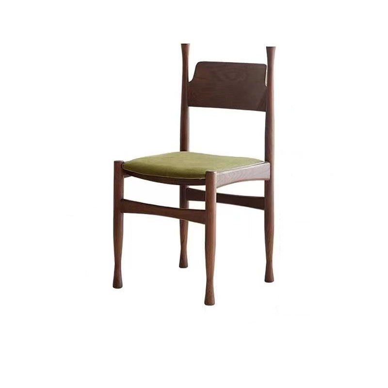 Chaise de salle à manger traditionnelle vintage carrée en bois de caoutchouc avec dossier en velours et éponge sans accoudoirs pour salon 