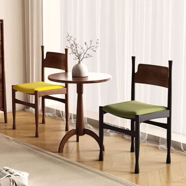 Traditional Vintage Square Rubberwood Velvet Sponge Dining Chair Backrest Armless For Living Room