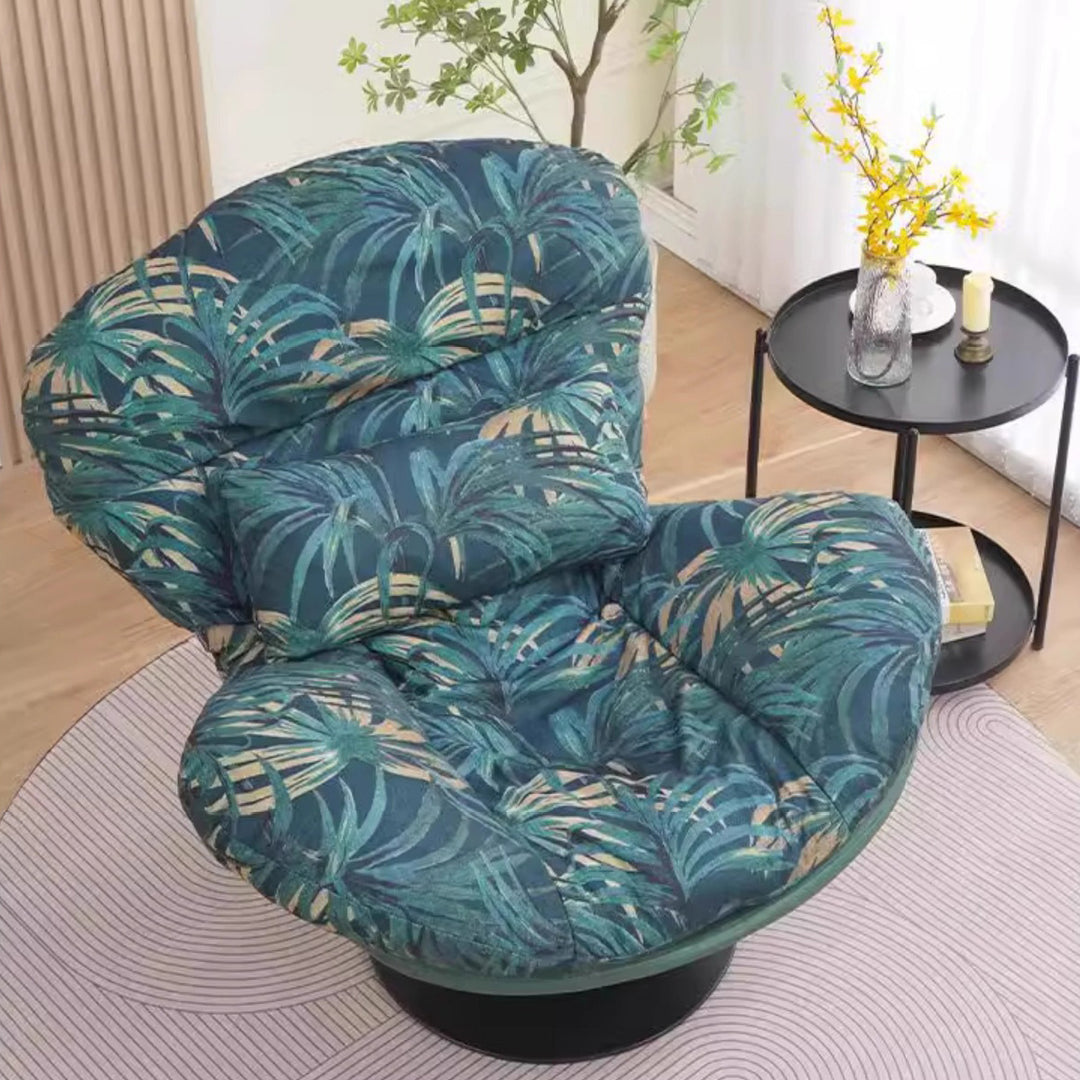 Canapé paresseux contemporain nordique à dossier en arc circulaire, en acier au carbone, griffoir pour chat, cuir, tissus techno, plastique, velours nacré, coton, sans accoudoirs, pivotant, pour salon 