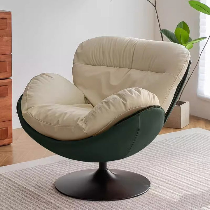 Canapé paresseux contemporain nordique à dossier en arc circulaire, en acier au carbone, griffoir pour chat, cuir, tissus techno, plastique, velours nacré, coton, sans accoudoirs, pivotant, pour salon 