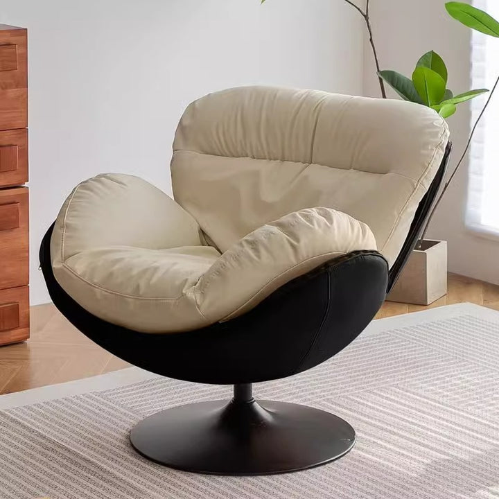 Canapé paresseux contemporain nordique à dossier en arc circulaire, en acier au carbone, griffoir pour chat, cuir, tissus techno, plastique, velours nacré, coton, sans accoudoirs, pivotant, pour salon 