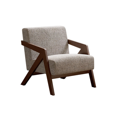 Traditional Vintage Rectangular Rubberwood Lambswool Jacquard Sponge Cotton and Linen Single Person Accent Chair Backrest Armrest For Living Room