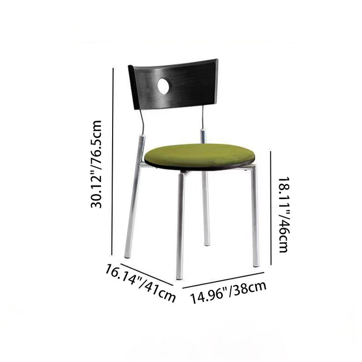 Modern Minimalist Round Stainless Steel Wood Velvet Sponge Dining Chair Backrest Armless For Living Room