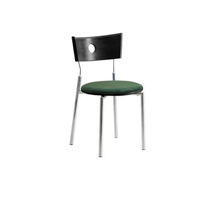 Modern Minimalist Round Stainless Steel Wood Velvet Sponge Dining Chair Backrest Armless For Living Room