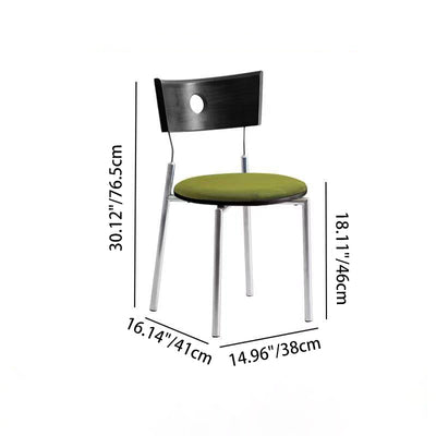 Modern Minimalist Round Stainless Steel Wood Velvet Sponge Dining Chair Backrest Armless For Living Room