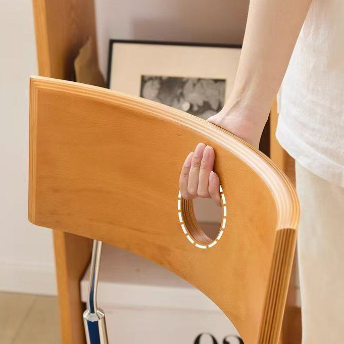 Modern Minimalist Round Stainless Steel Wood Velvet Sponge Dining Chair Backrest Armless For Living Room