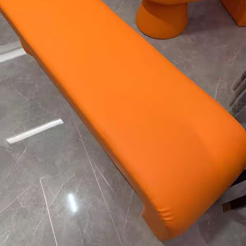 Banco contemporáneo de lujo, de madera maciza laminada, cuero PU y esponja, sin brazos ni respaldo para sala de estar 