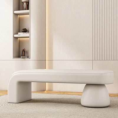 Contemporary Luxury Strip Wood PU Leather Sponge Bench Armless Backless For Living Room