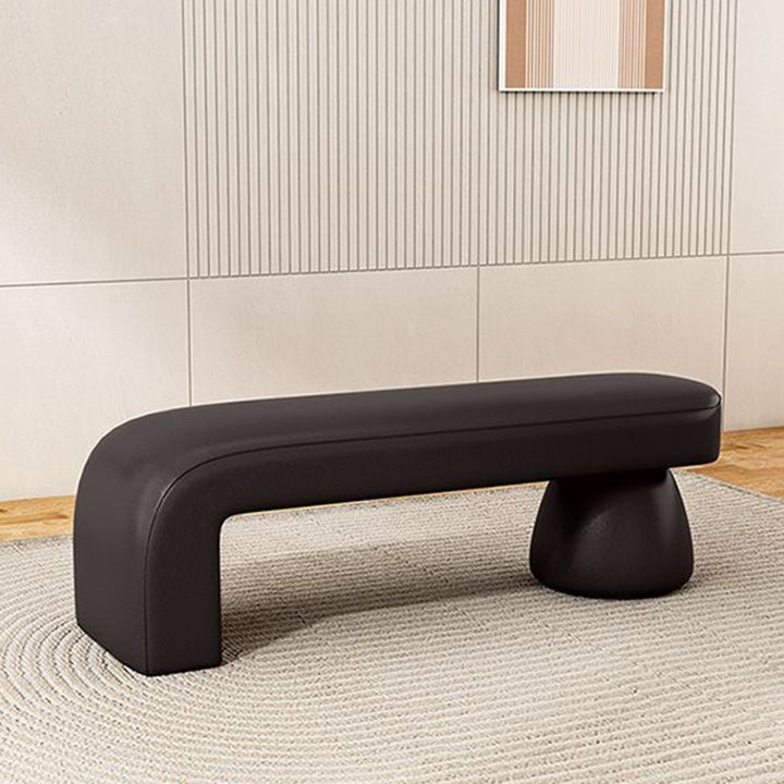 Banco contemporáneo de lujo, de madera maciza laminada, cuero PU y esponja, sin brazos ni respaldo para sala de estar 