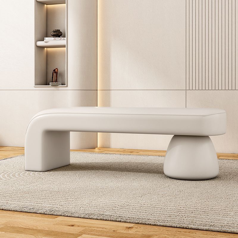 Contemporary Luxury Strip Wood PU Leather Sponge Bench Armless Backless For Living Room