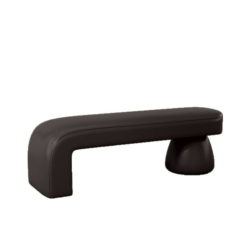 Contemporary Luxury Strip Wood PU Leather Sponge Bench Armless Backless For Living Room