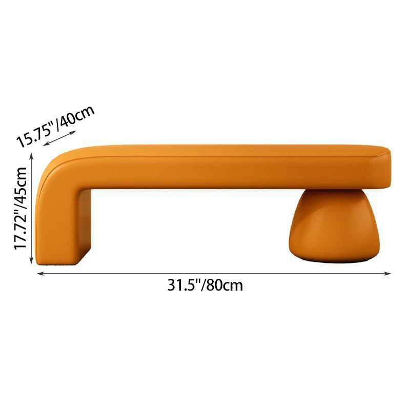 Contemporary Luxury Strip Wood PU Leather Sponge Bench Armless Backless For Living Room