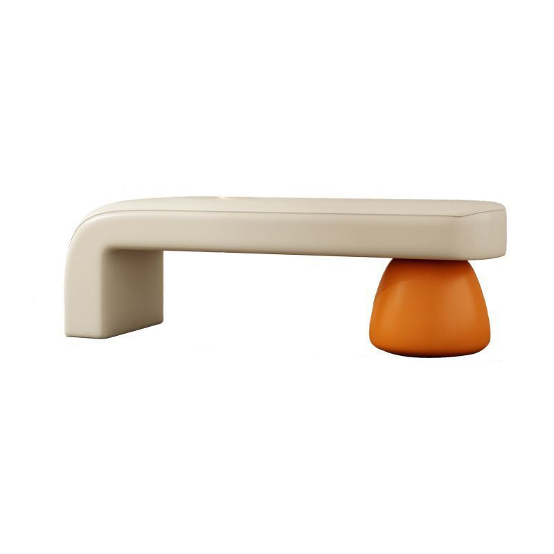 Contemporary Luxury Strip Wood PU Leather Sponge Bench Armless Backless For Living Room