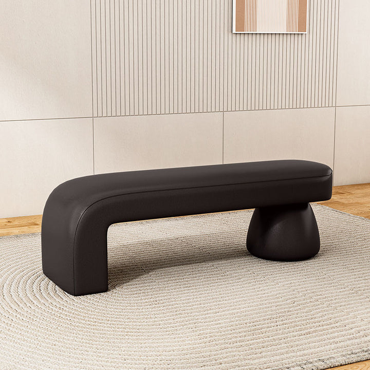 Banco contemporáneo de lujo, de madera maciza laminada, cuero PU y esponja, sin brazos ni respaldo para sala de estar 