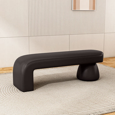Contemporary Luxury Strip Wood PU Leather Sponge Bench Armless Backless For Living Room