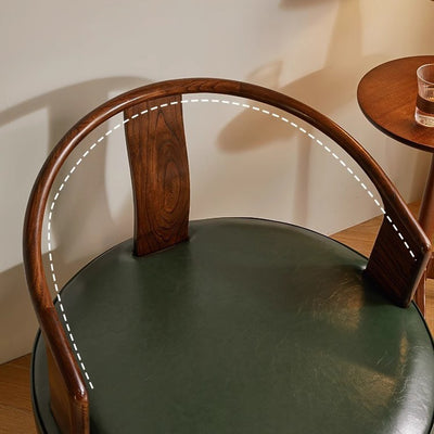 Silla de acento giratoria sin brazos con respaldo contemporáneo nórdico redondo de haya PU cuero esponja para sala de estar 