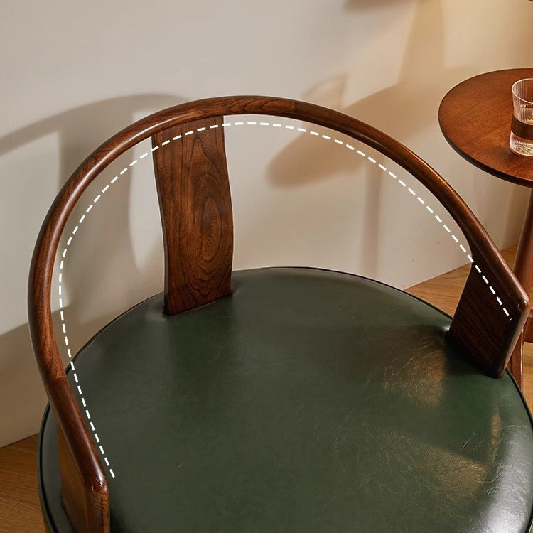 Silla de acento giratoria sin brazos con respaldo contemporáneo nórdico redondo de haya PU cuero esponja para sala de estar 