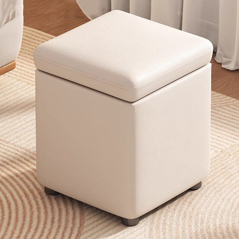 Modern Minimalist Flower Square Storable Solid Wood Synthetic Fabric Sponge Low Stool Backless Armless For Living Room