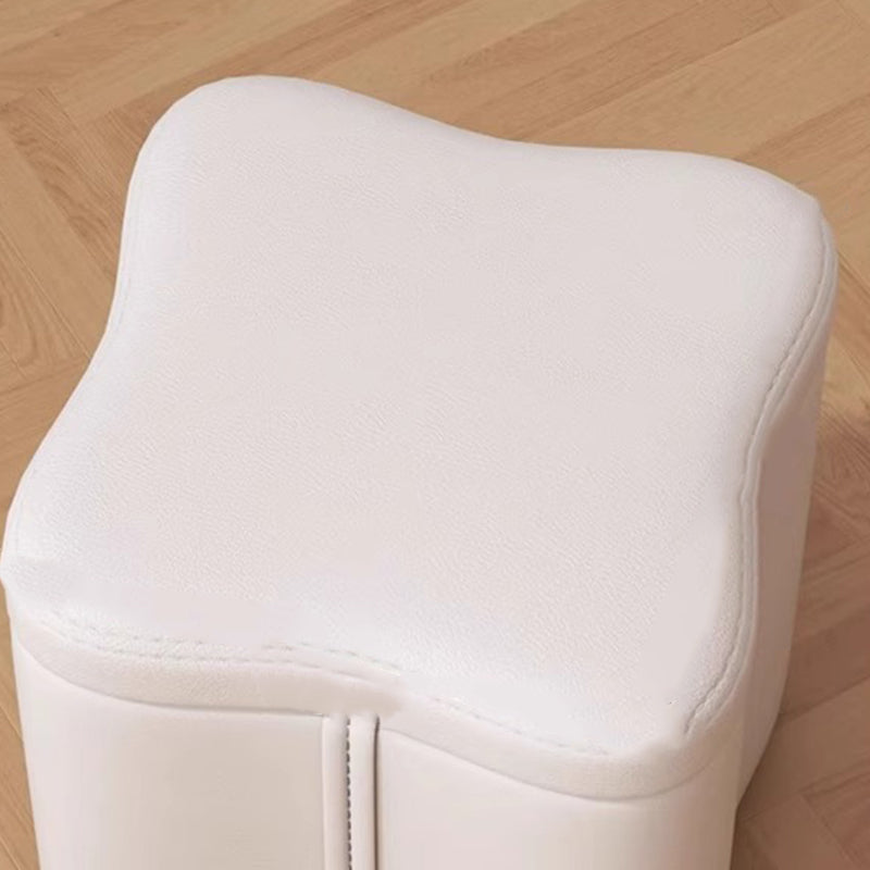 Modern Minimalist Flower Square Storable Solid Wood Synthetic Fabric Sponge Low Stool Backless Armless For Living Room
