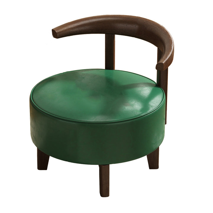Traditioneller Vintage-Rund-Armlehnenloser Akzentstuhl mit Drehfunktion, Rückenlehne aus Rubberwood-Kunstleder mit Öl-Wachs-Finish und Schwamm für das Wohnzimmer 