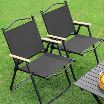 Chaise de camping pliable extérieure moderne minimaliste en bois de hêtre rectangulaire en acier au carbone avec dossier et accoudoirs en tissu Oxford pour jardin 