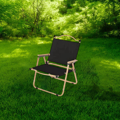 Chaise de camping pliable extérieure moderne minimaliste en bois de hêtre rectangulaire en acier au carbone avec dossier et accoudoirs en tissu Oxford pour jardin 