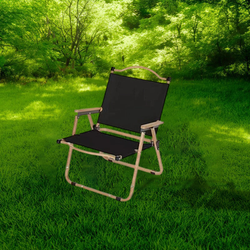 Chaise de camping pliable extérieure moderne minimaliste en bois de hêtre rectangulaire en acier au carbone avec dossier et accoudoirs en tissu Oxford pour jardin 