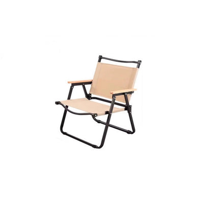 Chaise de camping pliable extérieure moderne minimaliste en bois de hêtre rectangulaire en acier au carbone avec dossier et accoudoirs en tissu Oxford pour jardin 