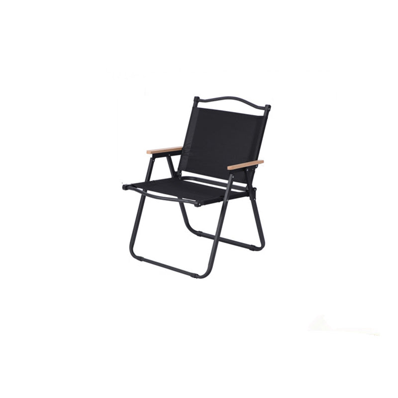 Chaise de camping pliable extérieure moderne minimaliste en bois de hêtre rectangulaire en acier au carbone avec dossier et accoudoirs en tissu Oxford pour jardin 