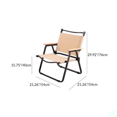 Chaise de camping pliable extérieure moderne minimaliste en bois de hêtre rectangulaire en acier au carbone avec dossier et accoudoirs en tissu Oxford pour jardin 
