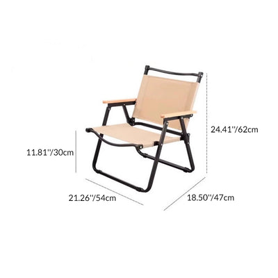 Chaise de camping pliable extérieure moderne minimaliste en bois de hêtre rectangulaire en acier au carbone avec dossier et accoudoirs en tissu Oxford pour jardin 