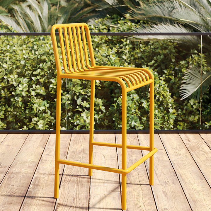 Modern Minimalist Rectangle Skeleton Iron Outdoor Bar Stool Backrest Armless For Garden