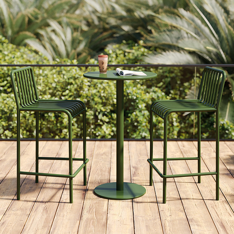 Modern Minimalist Rectangle Skeleton Iron Outdoor Bar Stool Backrest Armless For Garden