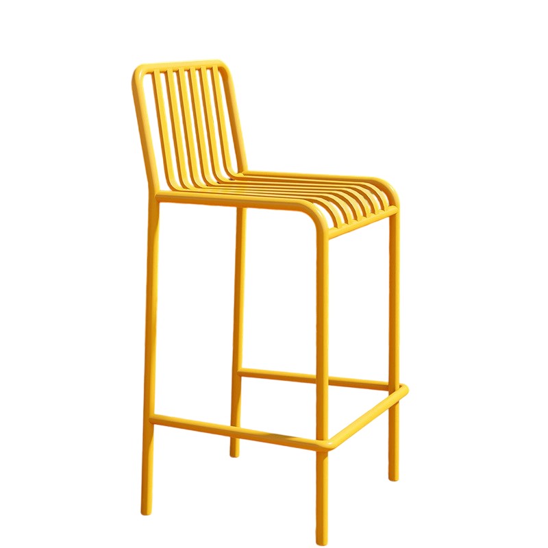 Modern Minimalist Rectangle Skeleton Iron Outdoor Bar Stool Backrest Armless For Garden