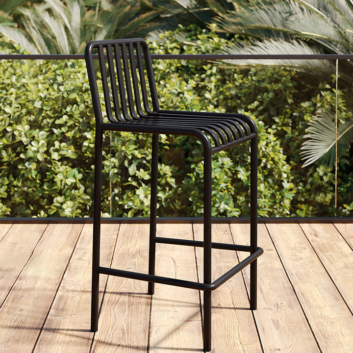 Modern Minimalist Rectangle Skeleton Iron Outdoor Bar Stool Backrest Armless For Garden