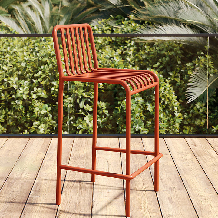 Modern Minimalist Rectangle Skeleton Iron Outdoor Bar Stool Backrest Armless For Garden