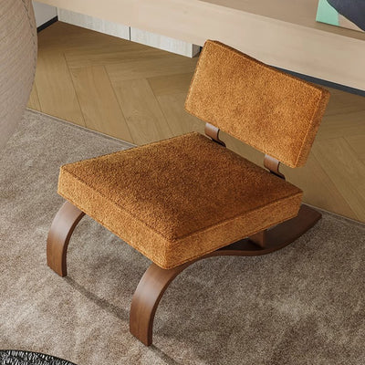 Traditional Rustic Rectangular Sled Carbon Steel Chenille Fleece Sponge Accent Chair Backrest Armless For Living Room