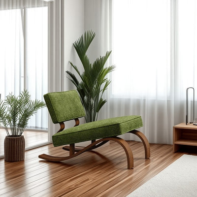 Traditional Rustic Rectangular Sled Carbon Steel Chenille Fleece Sponge Accent Chair Backrest Armless For Living Room