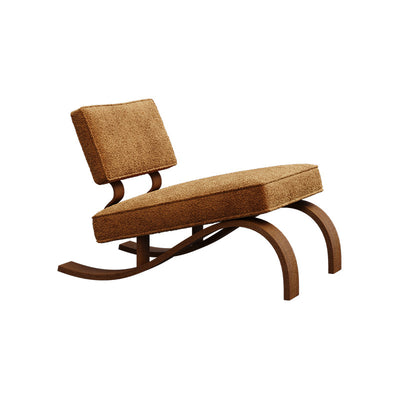 Traditional Rustic Rectangular Sled Carbon Steel Chenille Fleece Sponge Accent Chair Backrest Armless For Living Room