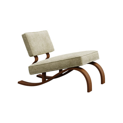Traditional Rustic Rectangular Sled Carbon Steel Chenille Fleece Sponge Accent Chair Backrest Armless For Living Room