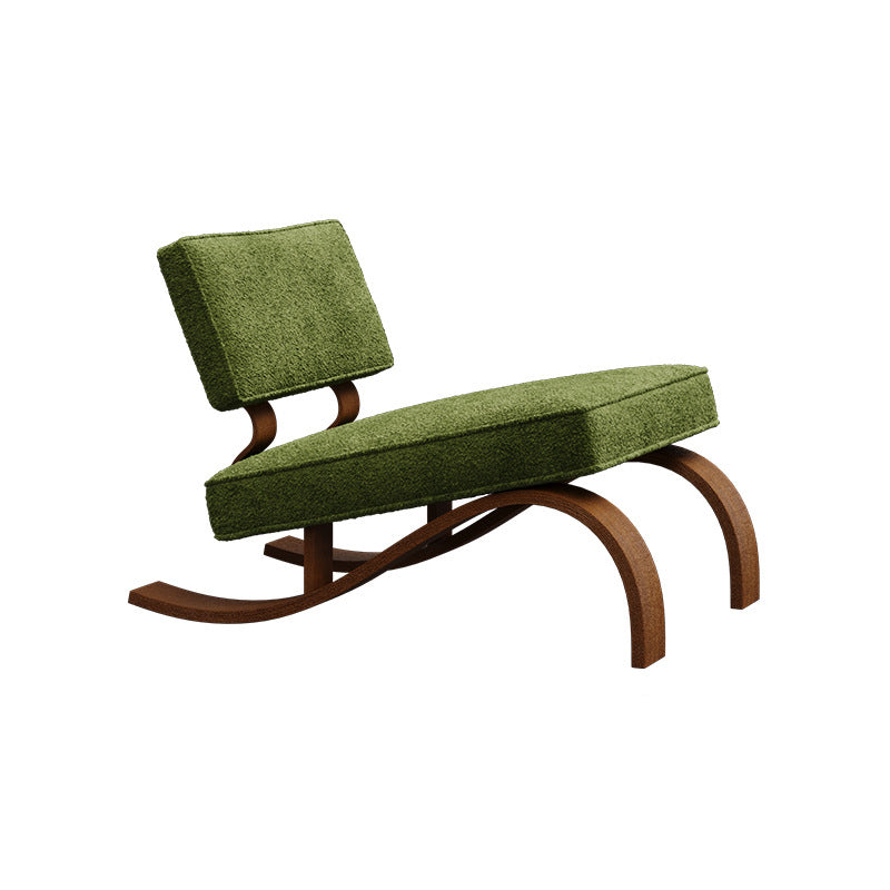Traditional Rustic Rectangular Sled Carbon Steel Chenille Fleece Sponge Accent Chair Backrest Armless For Living Room