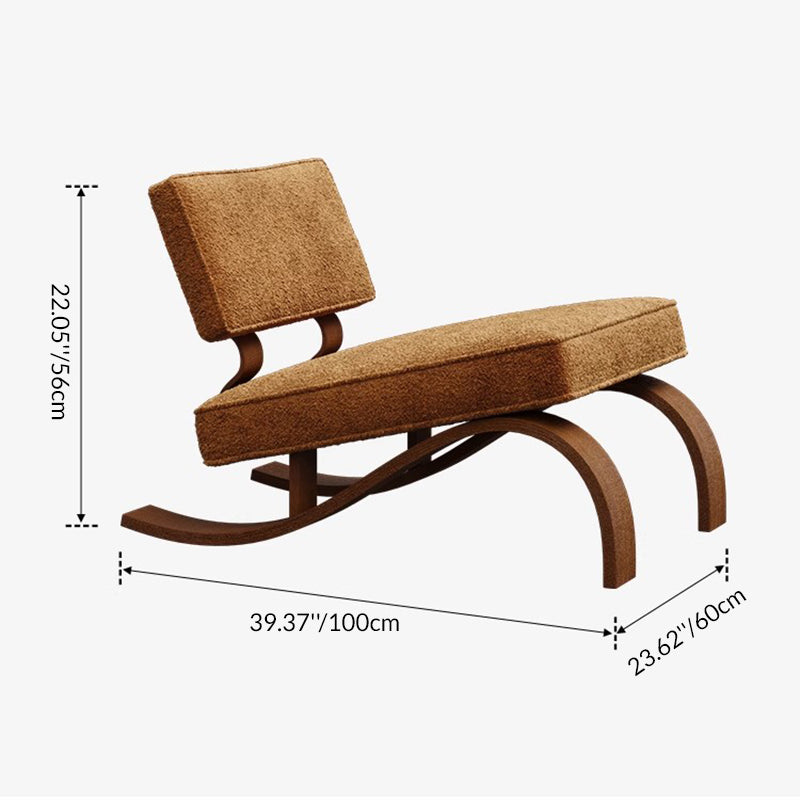 Traditional Rustic Rectangular Sled Carbon Steel Chenille Fleece Sponge Accent Chair Backrest Armless For Living Room