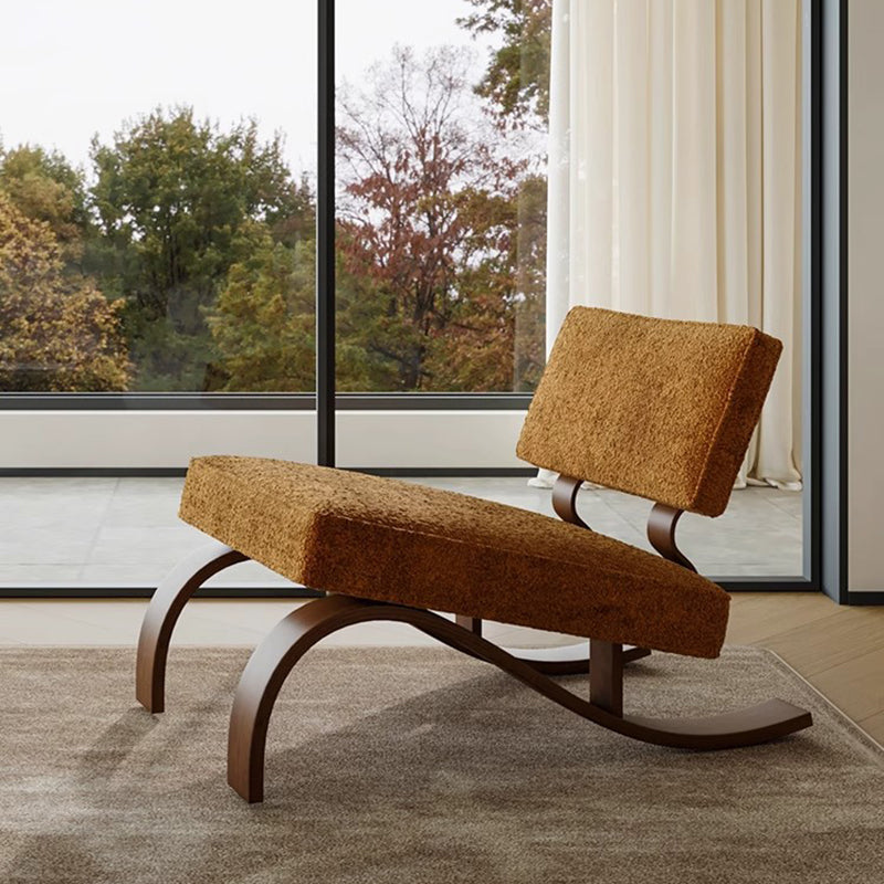 Traditional Rustic Rectangular Sled Carbon Steel Chenille Fleece Sponge Accent Chair Backrest Armless For Living Room